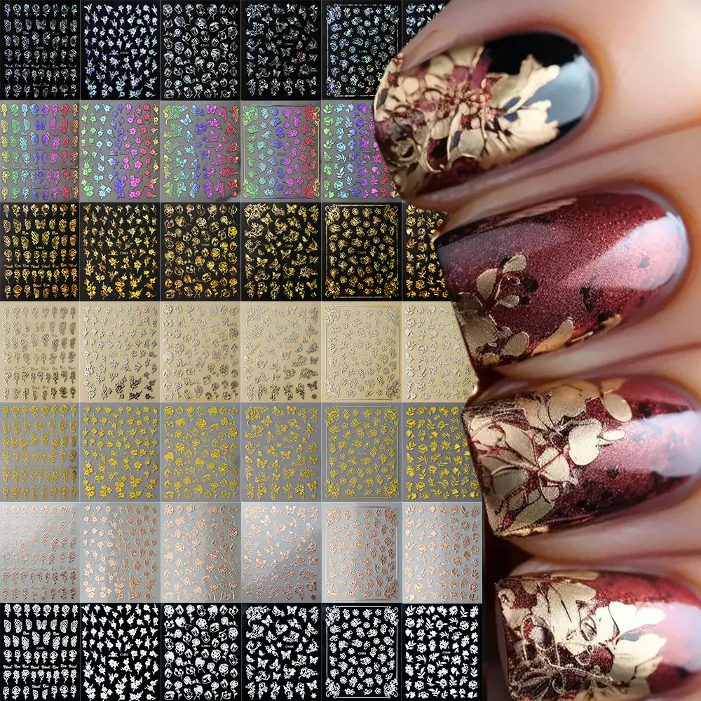 6 шт./компл. 3D роскошные наклейки для дизайна ногтей с бабочками/цветами