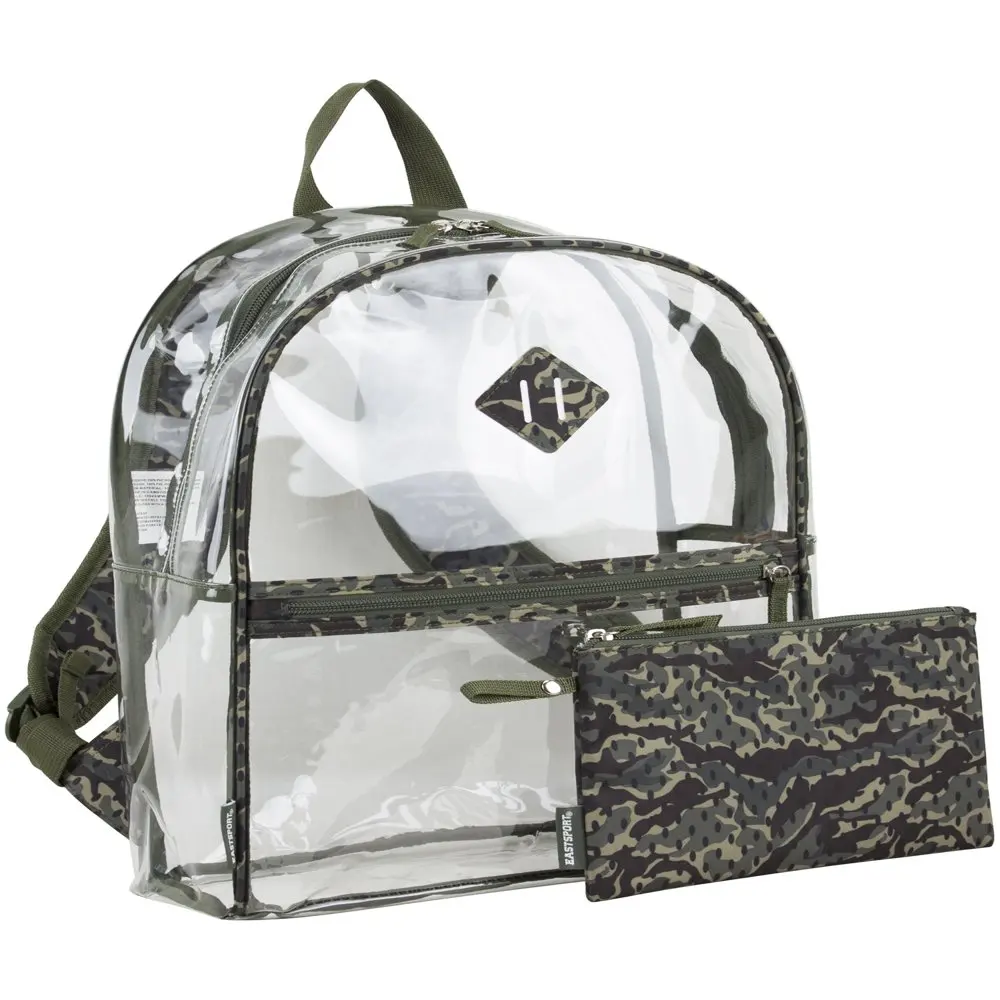 

Unisex Childrens Clear Backpack with Pencil Case 2-Piece Set Camo