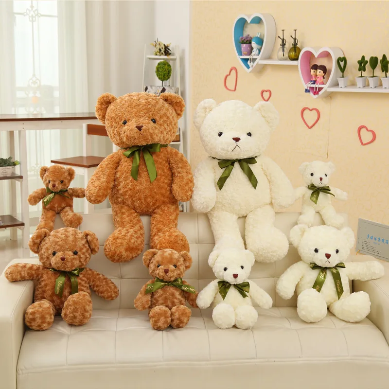 

4pcs/lot 38cm Cute Teddy Bears Toys Soft Stuffed Animals Dolls White Brown Plush Bears Baby Gift in Christmas Birthday Kids Toys