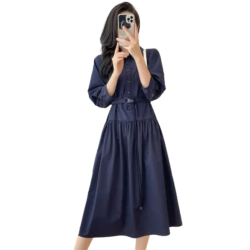 Nanfu высококачественное платье с длинными рукавами и талией для поездок на работу