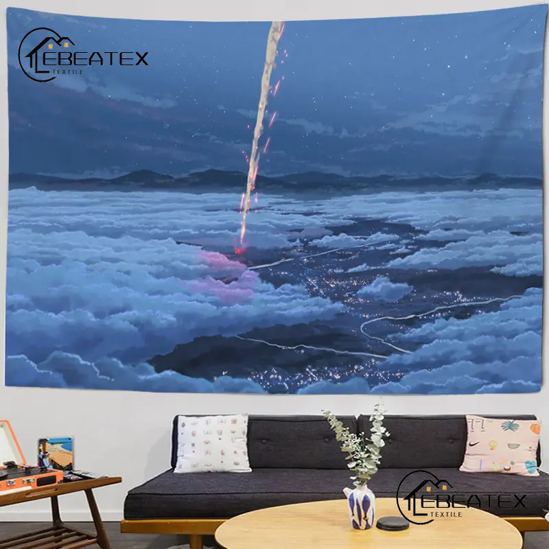 

Your Name Anime Fabric Tapestry Lovely Kawaii Room Decoration Background Cloth Home Decorative Tapestry Wall Hanging Aesthetics