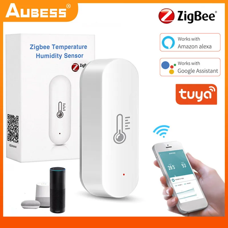 

Tuya Zigbee Temperature Humidity Sensor Monitoring Reminder Smart Life App Remote Voice Control Works With Alexa Google Home