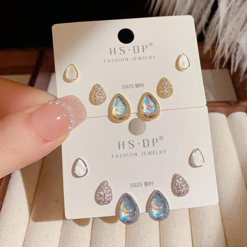 

3 Sets Colorful Water Drop Stud Earrings For Women High Quality Copper Thickened 14K Gold Plated Earring Origginal Jewelry 2023