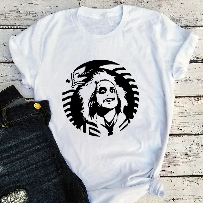 Футболка от Beetlejuice винтажная Женская одежда топы с мультяшным рисунком жука