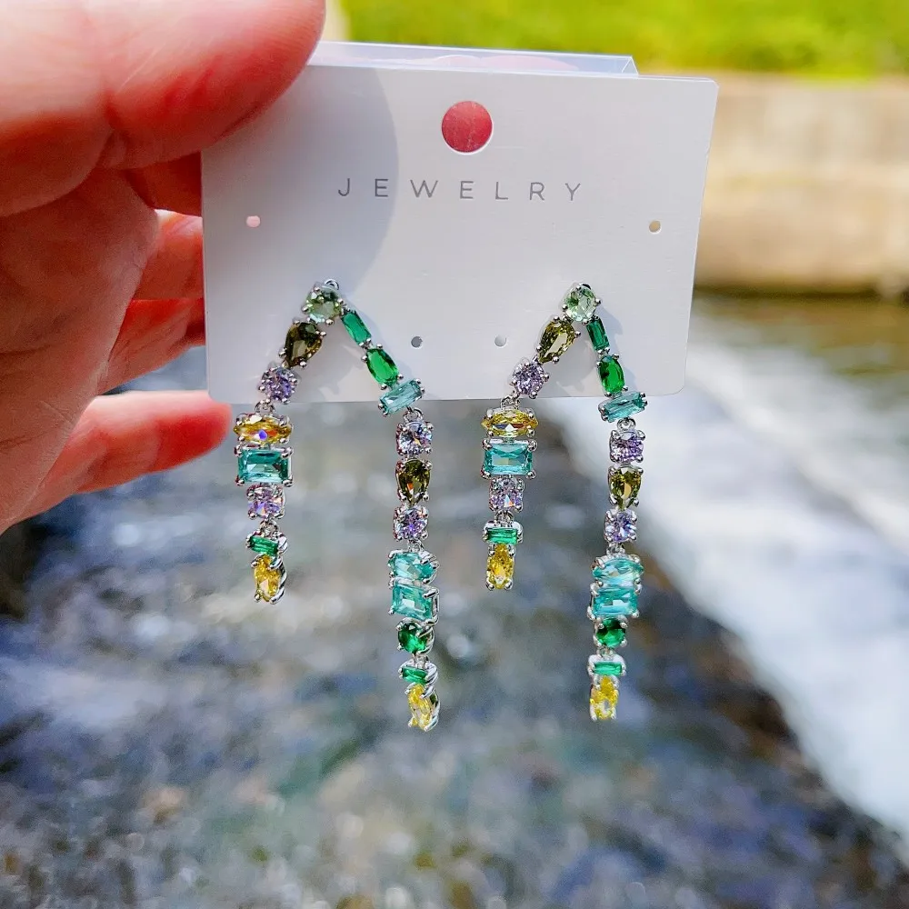 

Красочные блестящие циркониевые передние и задние накладные серьги-кресты AAA, элегантные женские свадебные серьги, ювелирные изделия, подарки 2023