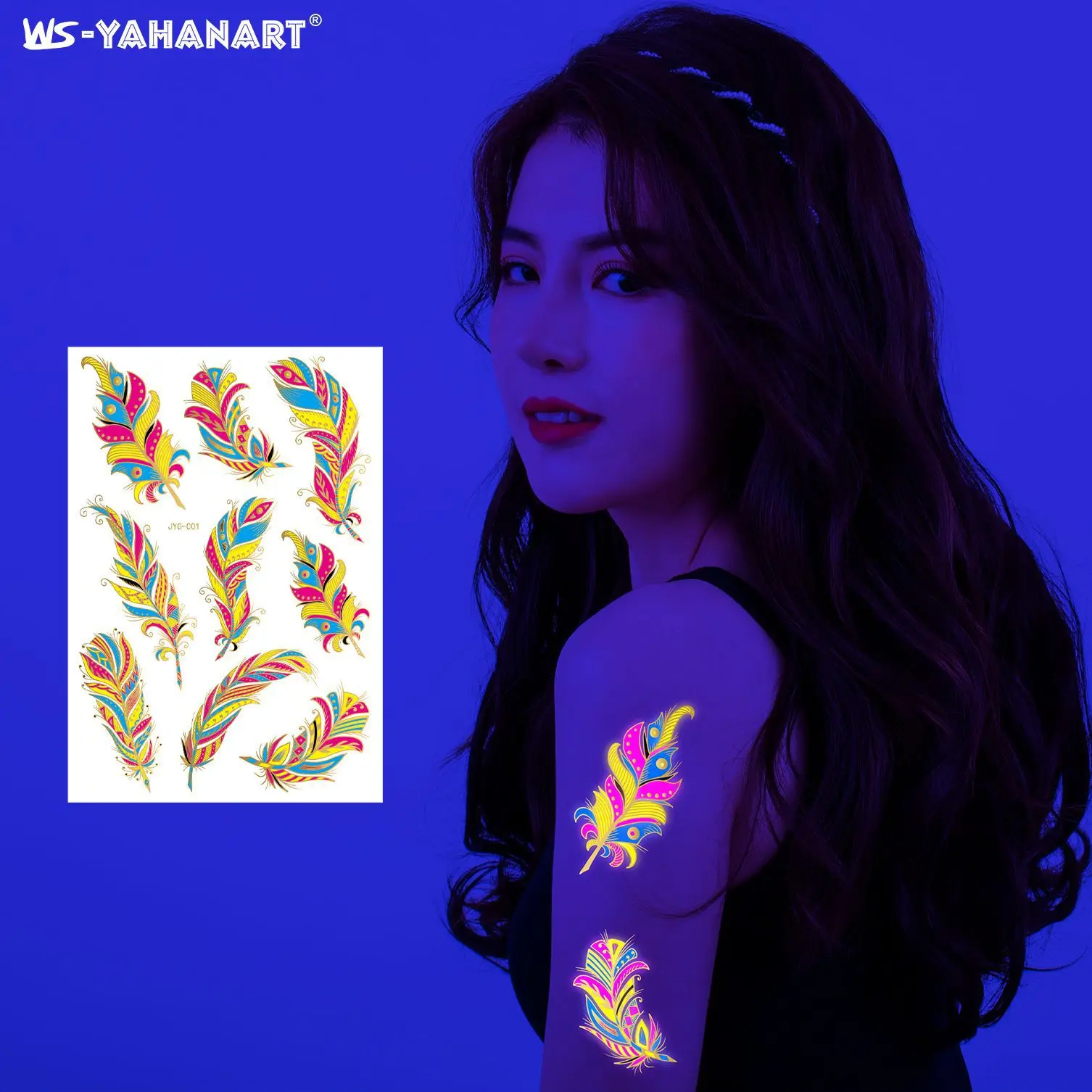 Временная тату-наклейка флуоресцентная вспышка сексуальные татуировки наклейка