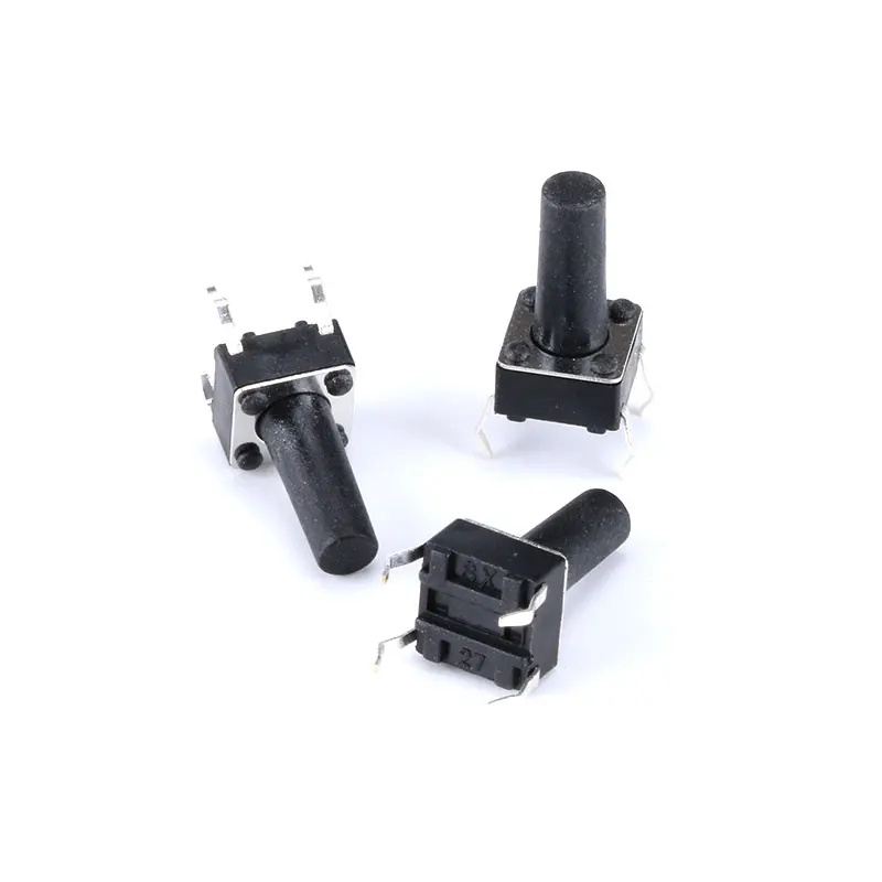 20 шт. 6*6*12 мм 4 контакта Стандартный сенсорный выключатель питания черная