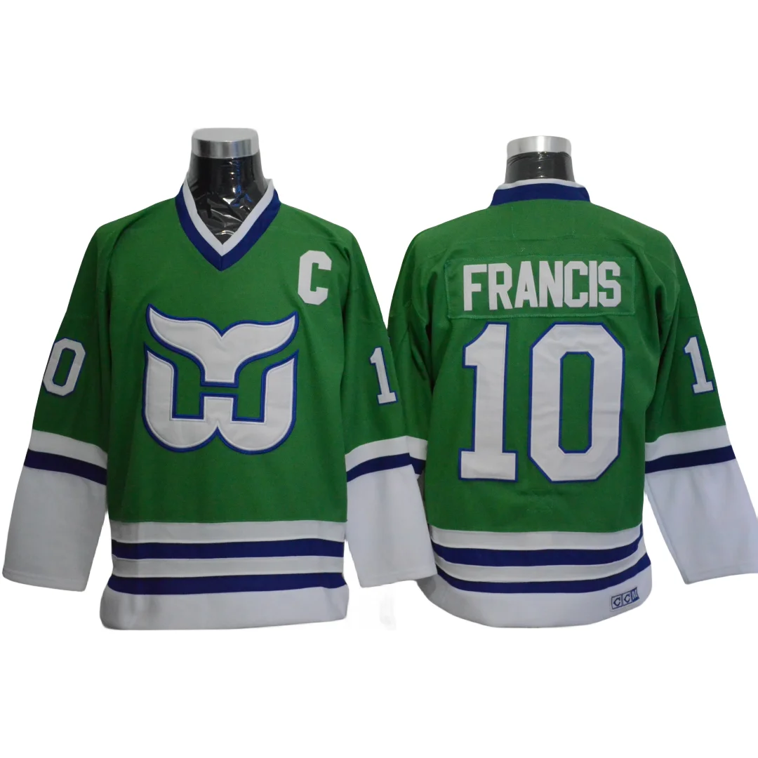 

Ice Hockey Jersey Ron Francis Jersey 10 Hartford Whalers 1 Liut Jersey Retro Men Sport Sweater Tops Stitched Letters Numbers