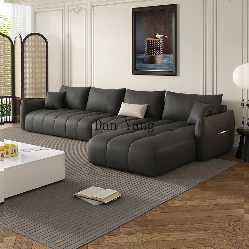 YJ минималистичный кожаный диван для гостиной легкий роскошный пуховый принцессы