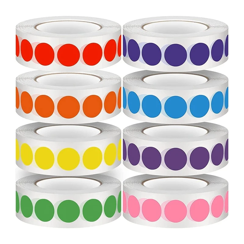 

8000 Pieces 1/2 Inch Dot Sticker Color Coded Label Stickers For File Sorting Marking Key Points 1000Pcs/Roll