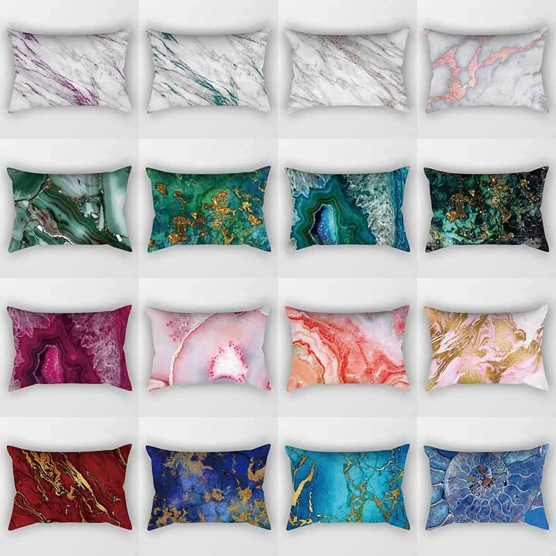 

Color stone single-sided printing rectangular pillowcase home decoration car sofa cushion decoration accessories 30*50cm