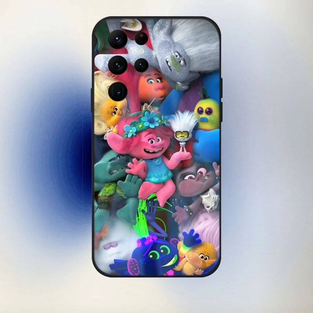 Чехол для телефона с рисунком Т-Тролли Samsung S24 23 22 30 21 10 9 Ultra Plus Lite FE 5G черный мягкий