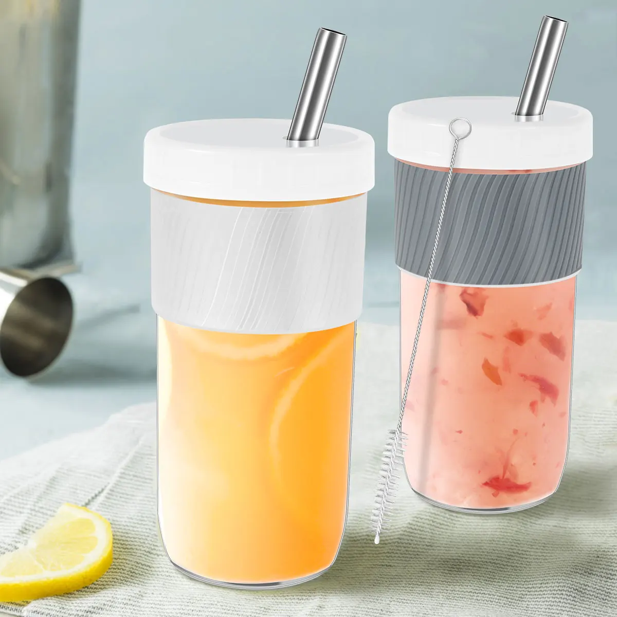 

2Pcs Boba Cups Bubble Tea Cups with Lids and Straws Reusable Mason Jar Cups Leakproof Glass Tumbler Drinking Water Cups with