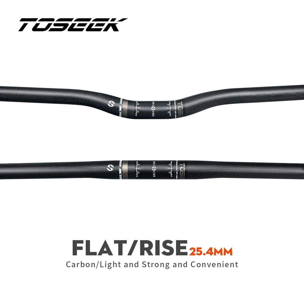 

TOSEEK Matte 3K Carbon Handlebar for Stem 25.4mm Kids' Bikes Mountain MTB Bicycle Foldable Rise or Flat Handlebar