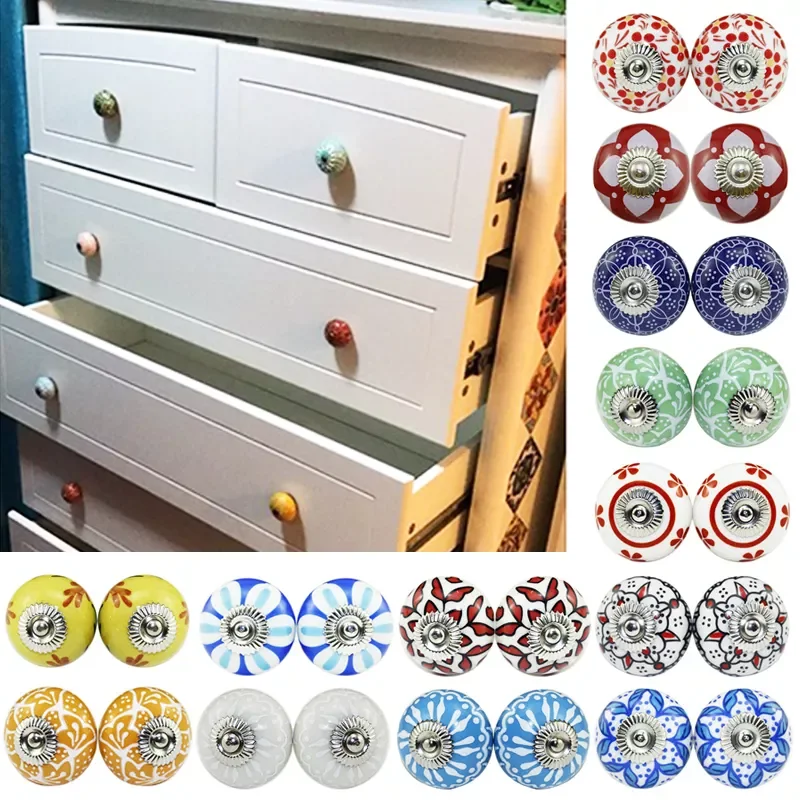 

2Pcs Furniture Handle Ceramic Drawer Cabinet Knobs and Handles Knobs Door Cupboard Kitchen Pull Handles Furniture Hardware
