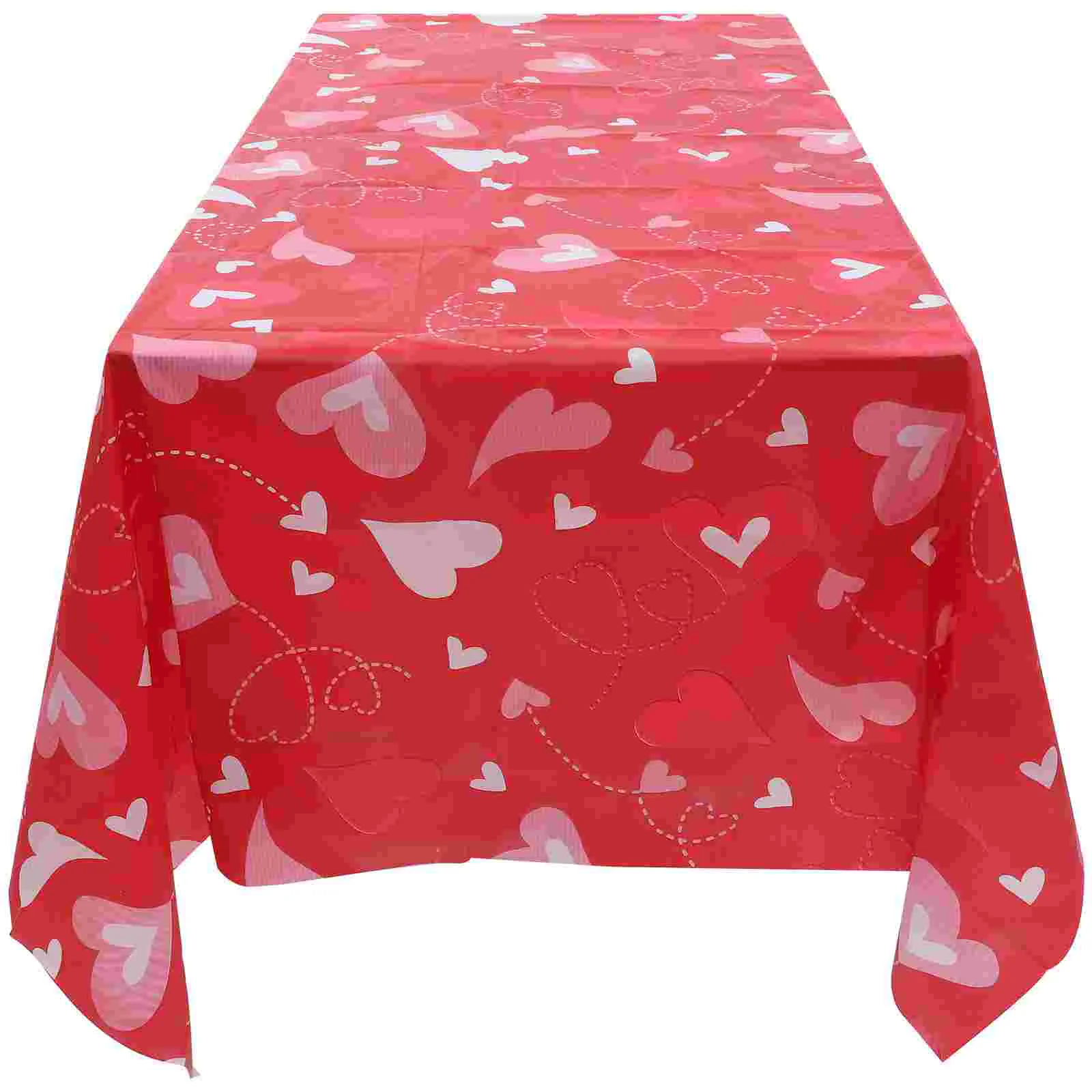 

2pcs Wedding PE Valentine' Day Decorative Tablecloth Dinner Table Cover Heart Pattern Tablecloth Party Table Decor