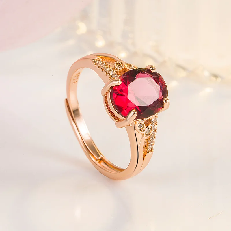 

14K Rose Gold Ruby Gemstone Ring for Females Anillos De Red Ruby Wedding Bands Ruby Anel Gemstone Jewellry Anel Wommen Bizuteria