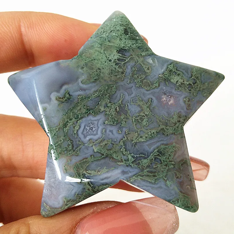 

Natural Crystal Moss Agate Star Home Feng Shui Decoration Chakra Spiritual Charm Self-confidence Energy Meditation Reiki Healing