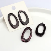 simple fashion acetate resin geometric exaggerated hollow oval shape earrings for girl women gift