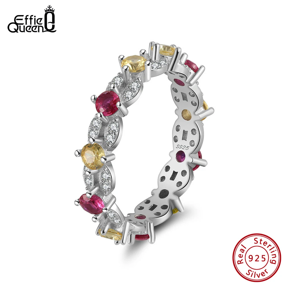Кольца Effie Queen из стерлингового серебра 925 пробы с красным и желтым сверкающим