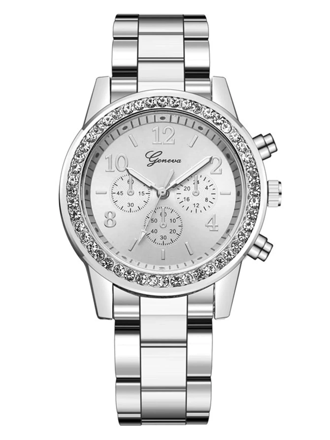 

Rhinestone Decor Triple Dial Quartz Watch