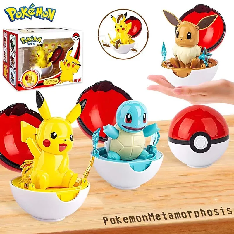 

Набор коробок с покемоном, Пикачу, чармандер, Eevee покебол Сквиртл, игрушки для деформации, карманный монстр, Charizard Bulbasaur Meowth, подарок