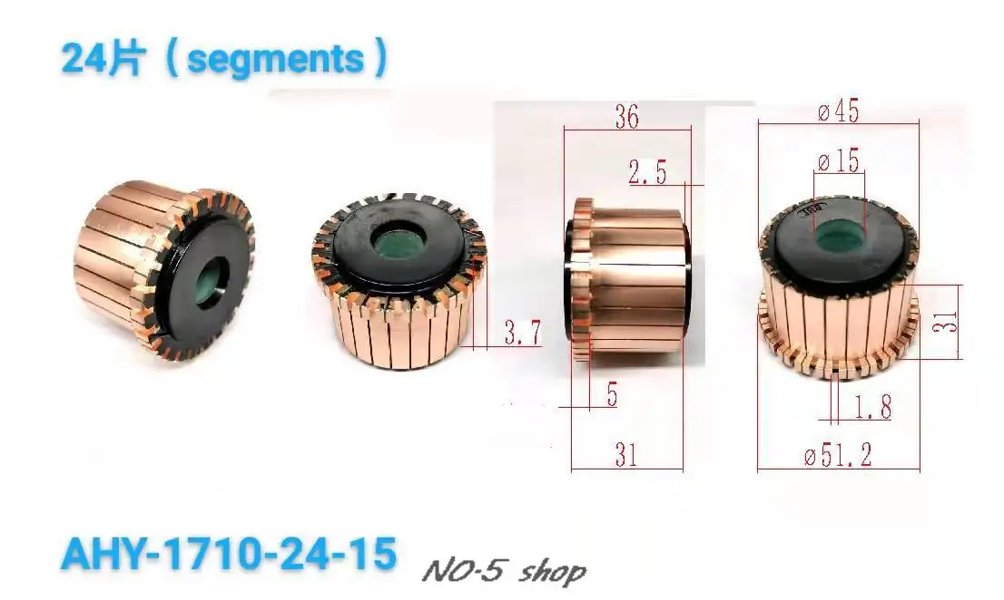 

5pcs 45x15x31(36)x24P Copper Bars Electric Motor Commutator