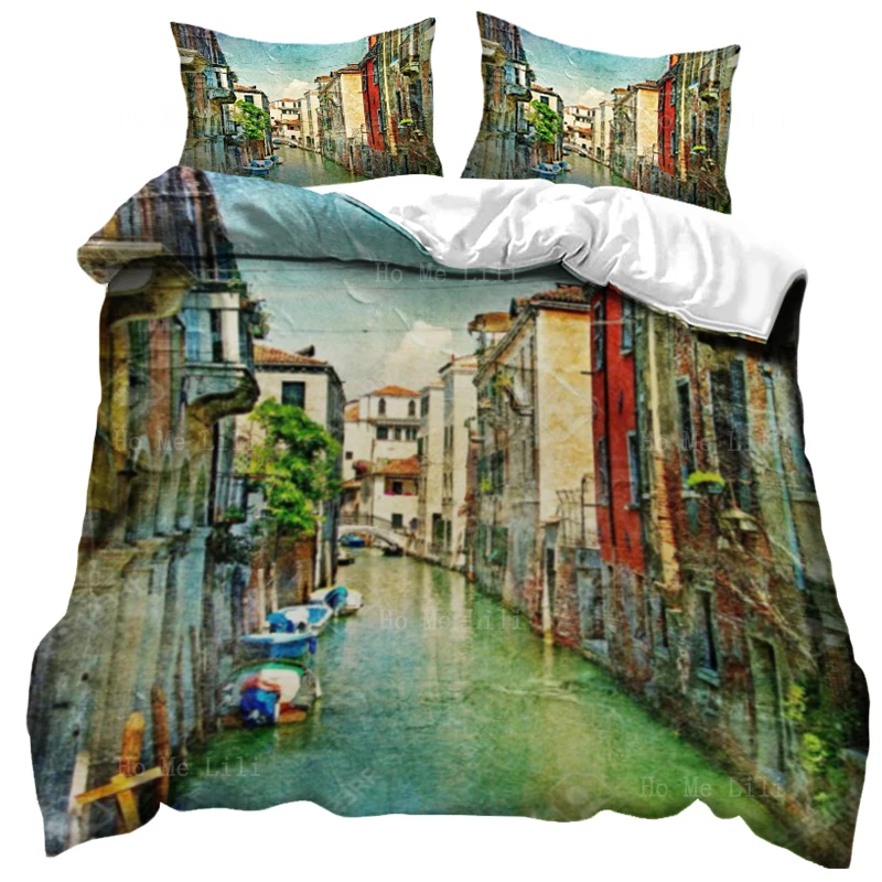 

Historic Artwork Great Italian Landmark Venice Canal Retro Style Breathable Duvet Cover By Ho Me Lili For Bedding Decor