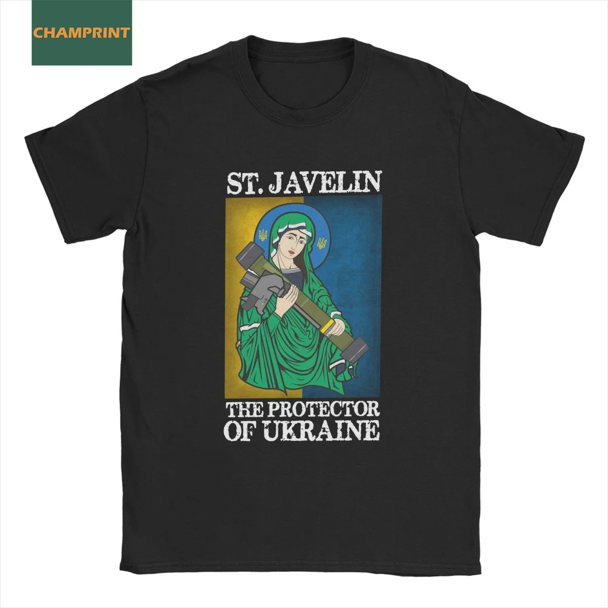 

Casual St Javelin The Protector Of Ukraine T-Shirt for Men Crewneck Pure Cotton T Shirt Short Sleeve Tees Classic Tops