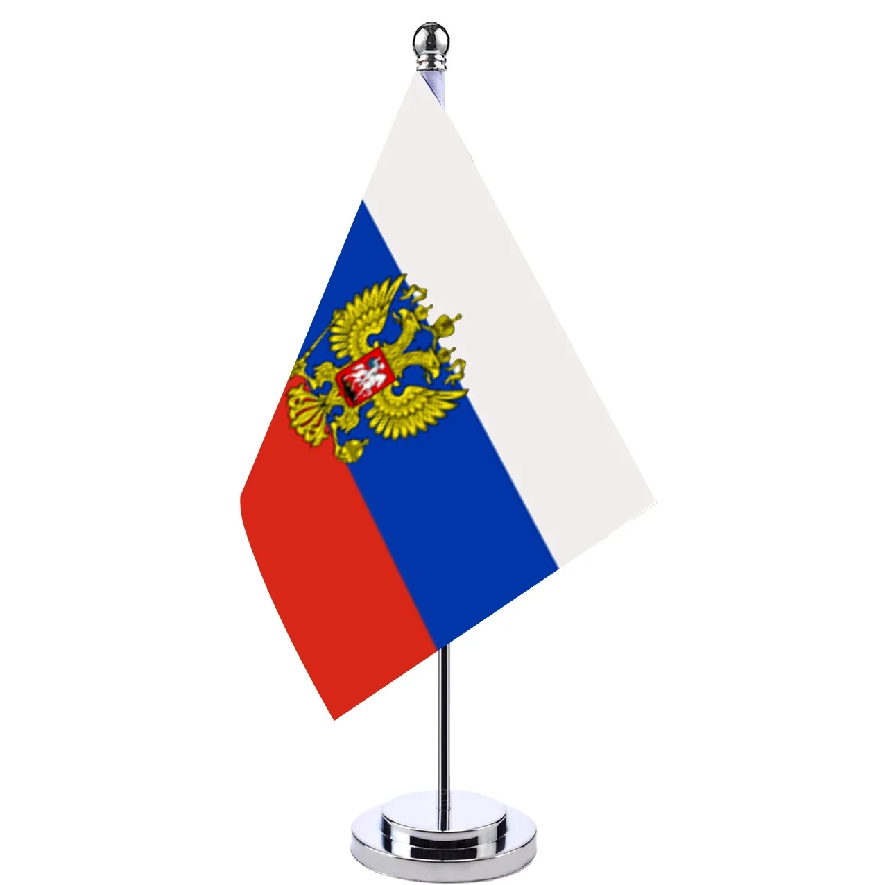 

14x21cm Office Desk Flag of Russia Banner Conference Table Stand Pole Double-headed Eagle Cabinet Flag Set Meeting Room Decor