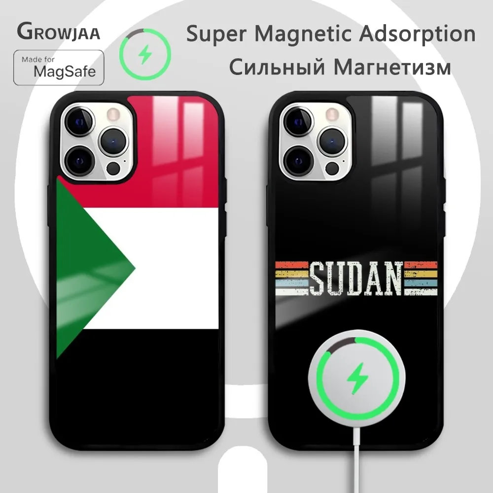 Чехол для телефона с рисунком флага Судана iPhone 16 15 14 13 12 11 Pro Max Plus Mini Magsafe Mirror