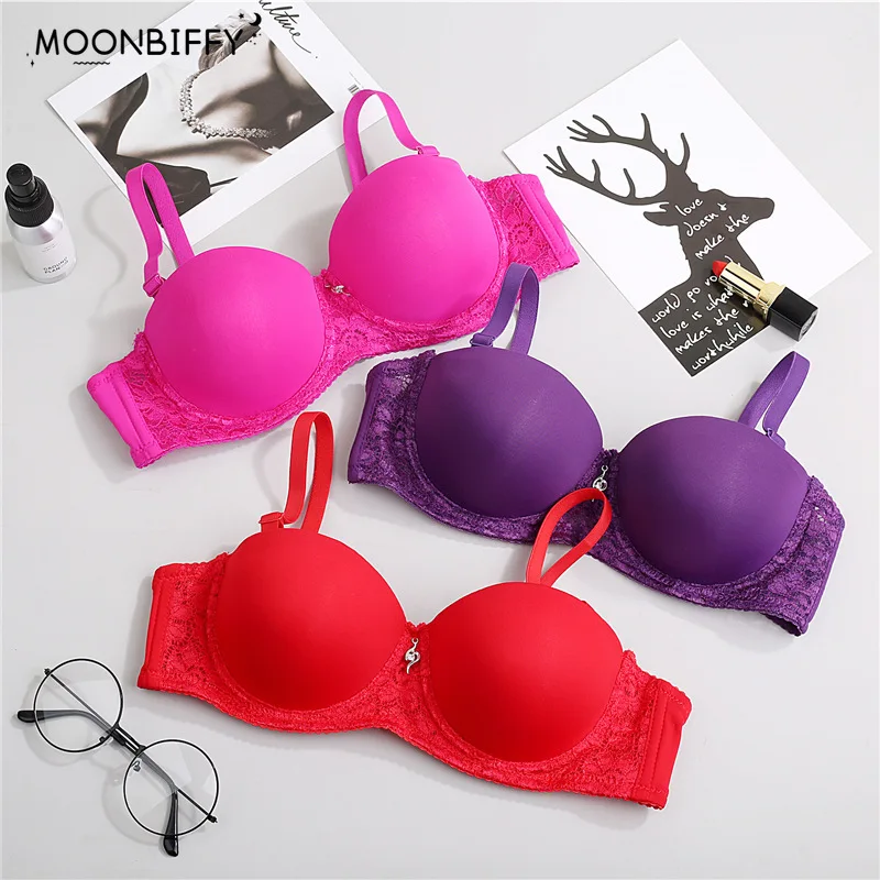 

Half 1/2 Cup Small Chest Push Up Bra Double Size Smooth Seamless Bra Memory Soft Underwire Wedding Dress Women Sexy Underwear