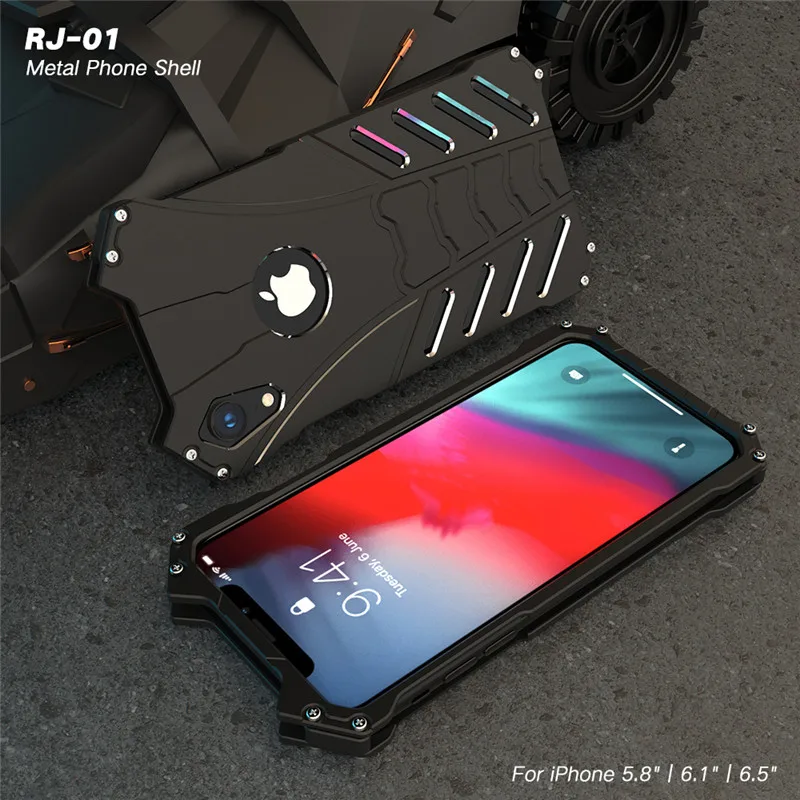R-just Phone Case For Iphone 12 11 Pro Xs Max Xr X 8 7 Plus Metal Aluminum Shockproof Drop-proof Cover Armor Anti-knock Shell