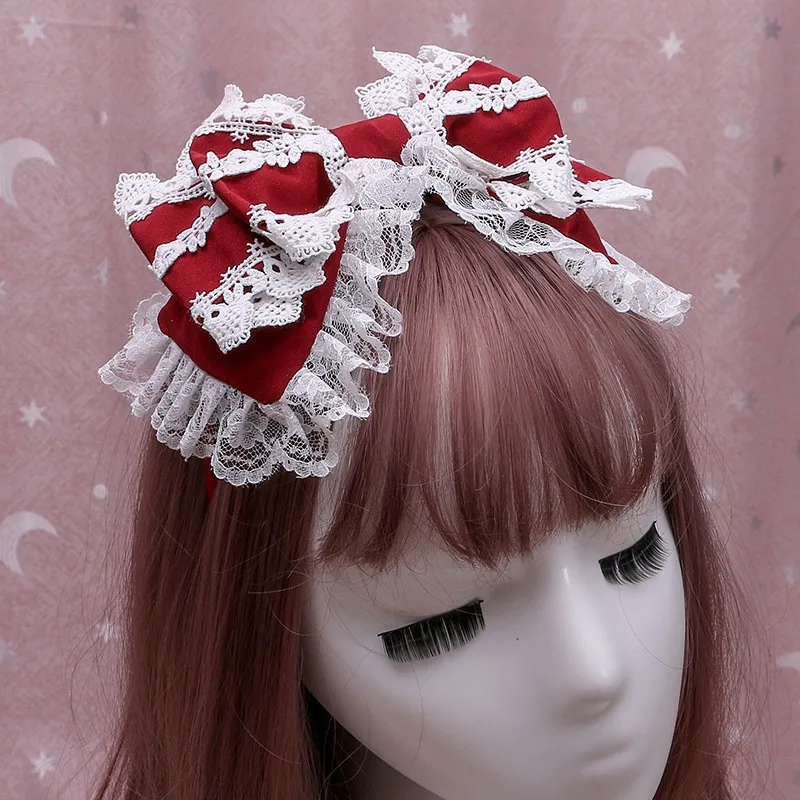

Hand-made Sweet Japanese Lolita Headdress Bow Hair Hoop Hair Clip Hair Accessories Student Girl Anime Cosplay Accessories