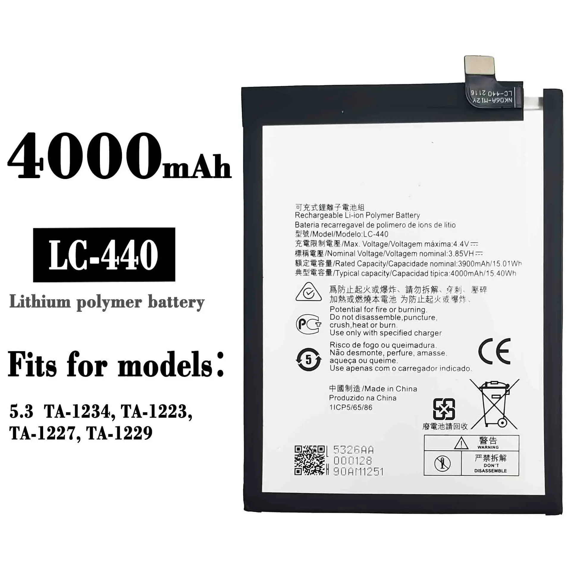 

LC-440 100% Orginal High Quality Replacement Battery For Nokia NK5.3 TA-1234 TA-1223-1227 4000mAh Mobile Phone Latest Batteries