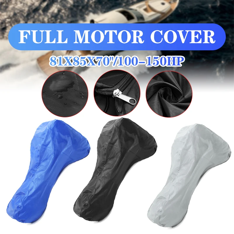 

3 Colors Black Blue White 60-150HP Boat Engine Cover Full Outboard Motor Cover Waterproof Oxford Cloth Yacht Protection Cover