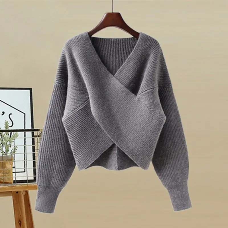 Spring and Autumn Fashion Women's Set 2023 New V-Neck Slim Knitted Sweater Sweater Strap Dress Two Piece Set