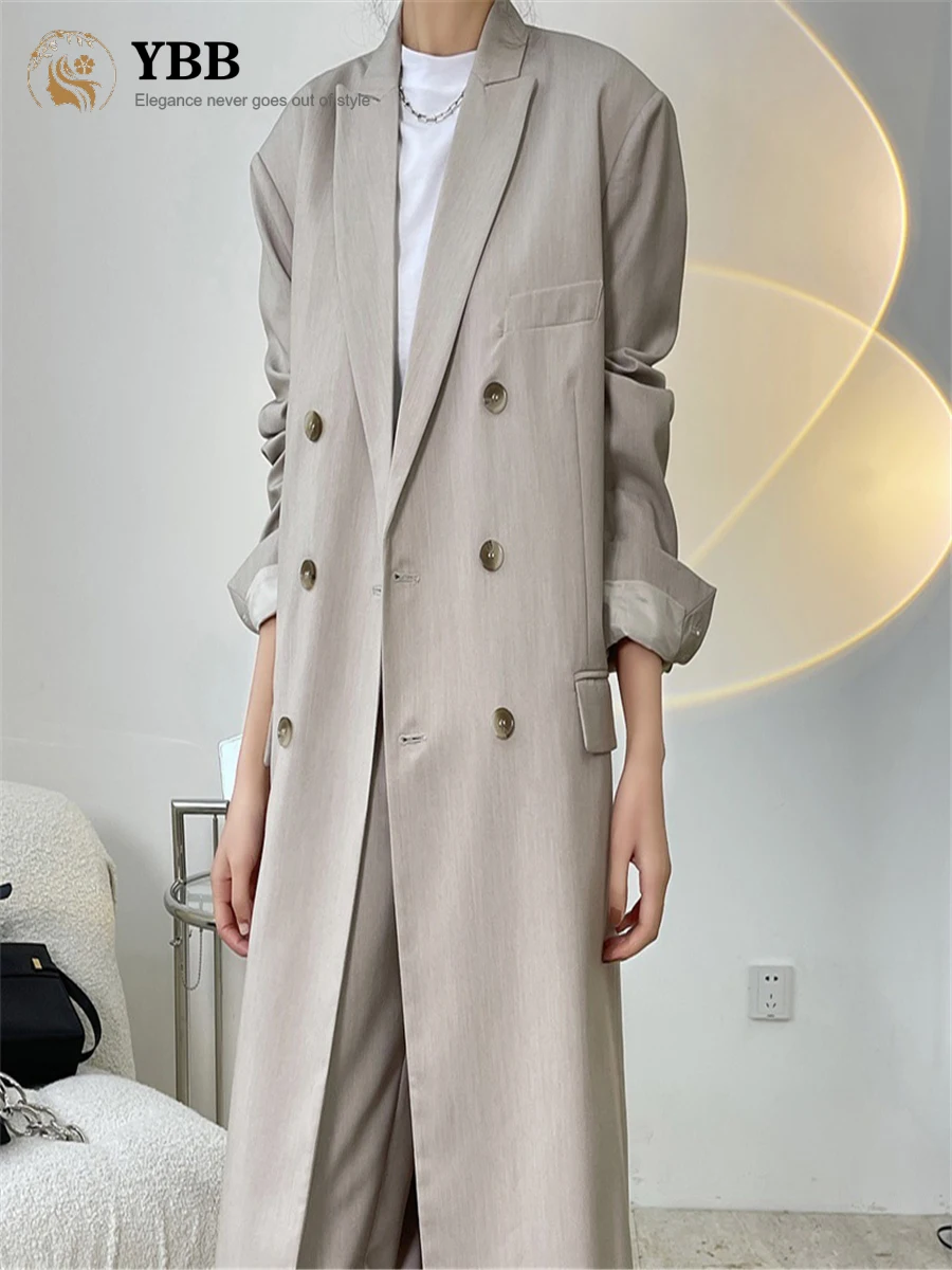 

Осень-зима 2023, Женская Повседневная однотонная двубортная длинная свободная легкая элегантная ветровка