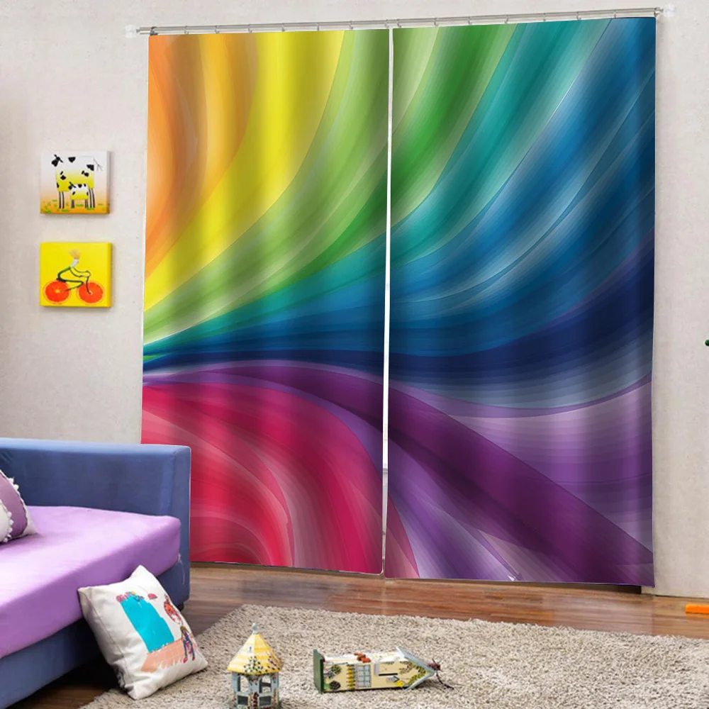 Радужные шторы на заказ 3D плотные для гостиной постельные принадлежности Cotinas para