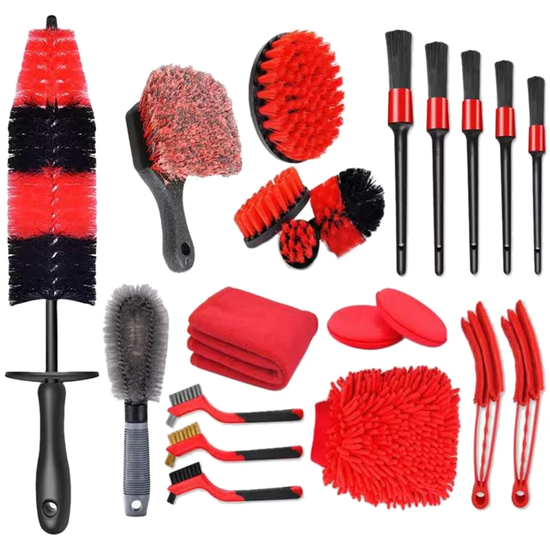 

21Pcs Car Cleaning Tools Kit Car Detailing Drill Brush Car Wheel Tire Brush Set Car Wash Kit For Automobile