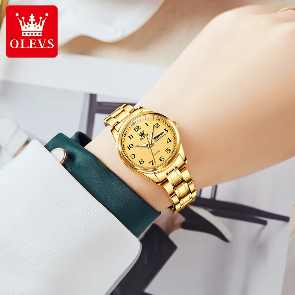 OLEVS Women's Wrist watch Original Luxury Watches for Ladies Waterproof Stainless Steel Quartz Woman Wristwatch Gold 2022 trend