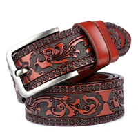 mens belt mens belt carved pattern pin buck belt pure cowhide jeans retro punk luxury fashion high end belt fashion fashion