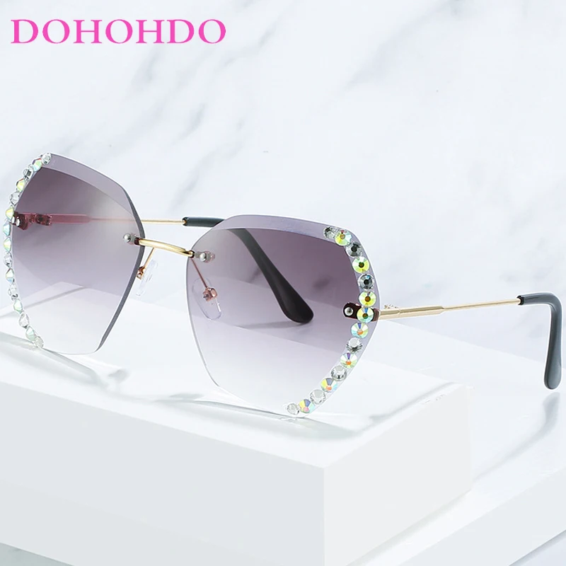 DOHOHDO 2024 модные новые большие женские солнцезащитные очки без оправы Популярные
