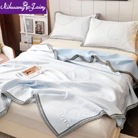wormwood cool feeling blanket knitted cotton three layer yarn wiring thin section summer cool quilt air conditioning nap blanket