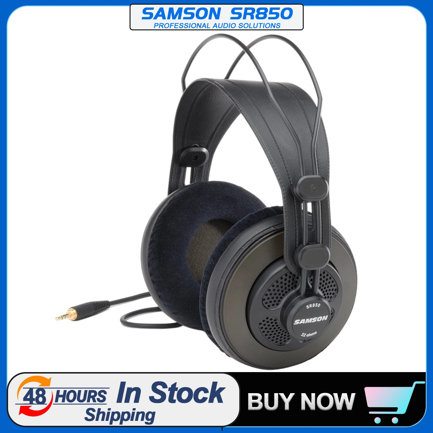 

100% Original Samson SR850 Professional Monitor Headset Wide Dynamic Semi-Open-Back Studio Reference Headphones for Musician DJ