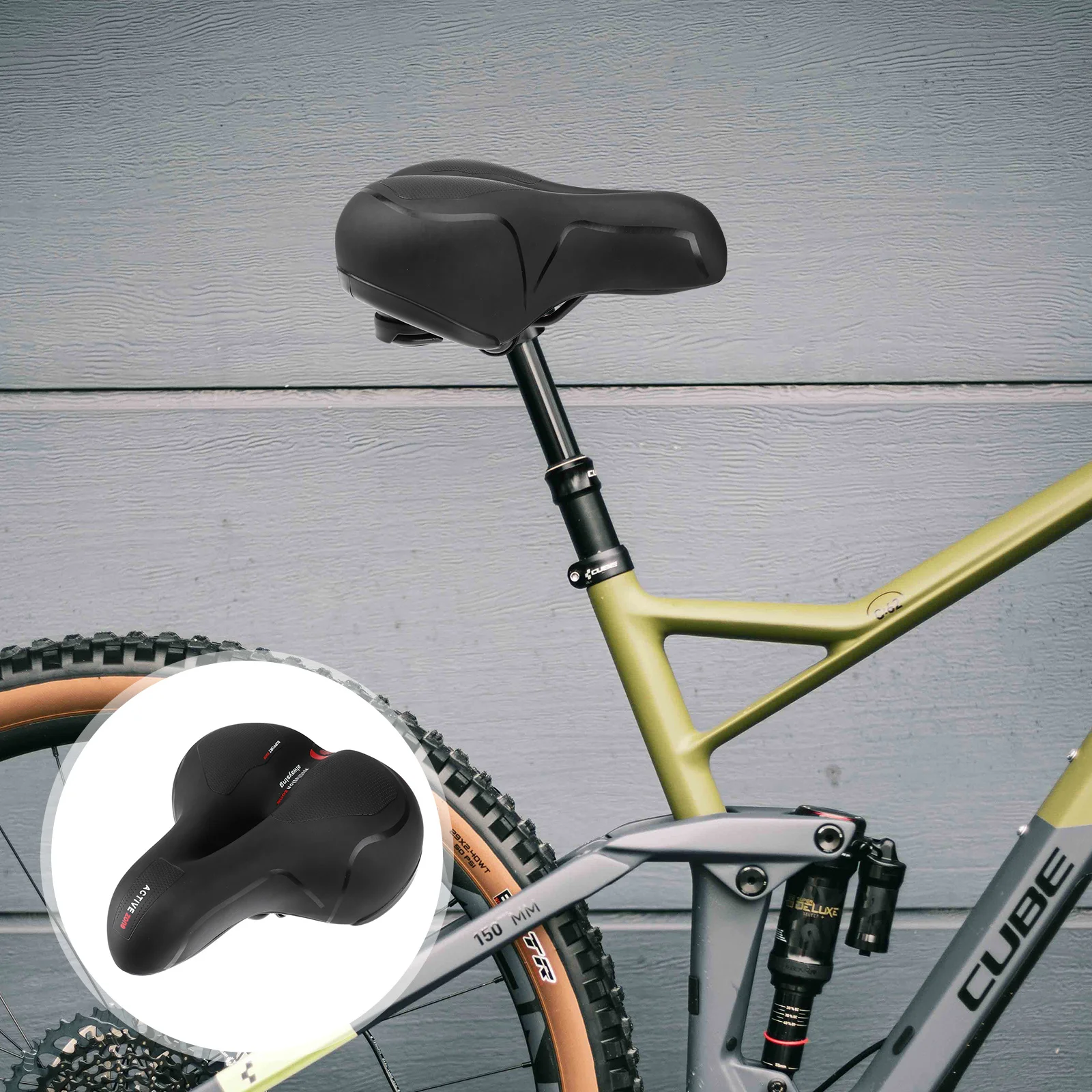

Bike Seat Absorbing Comfortable Wide Padded Replacement Saddle with Suspension Design