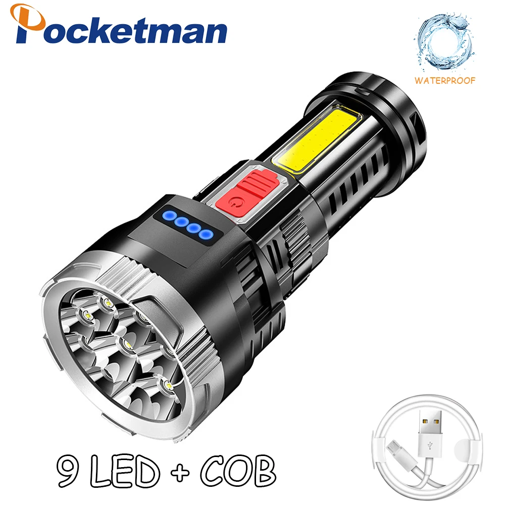 

9LED Rechargeable LED Flashlight High Strength ABS Material Lantern Torch Portable Lighting For Expeditions,Camping etc.