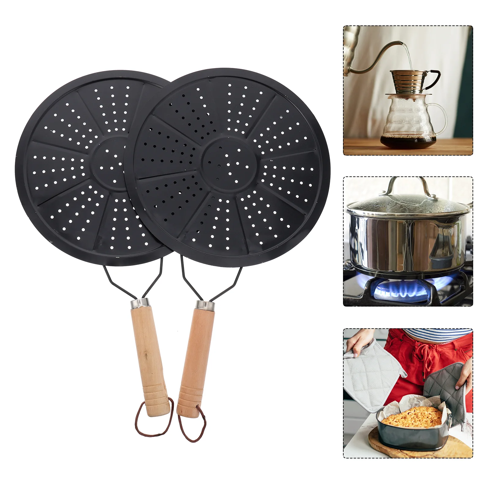 

2 Pcs Tabletop Tripod Insulation Pads Cook Ring Diffusion Plate 37X22X2.5CM Home Coffee Black Iron