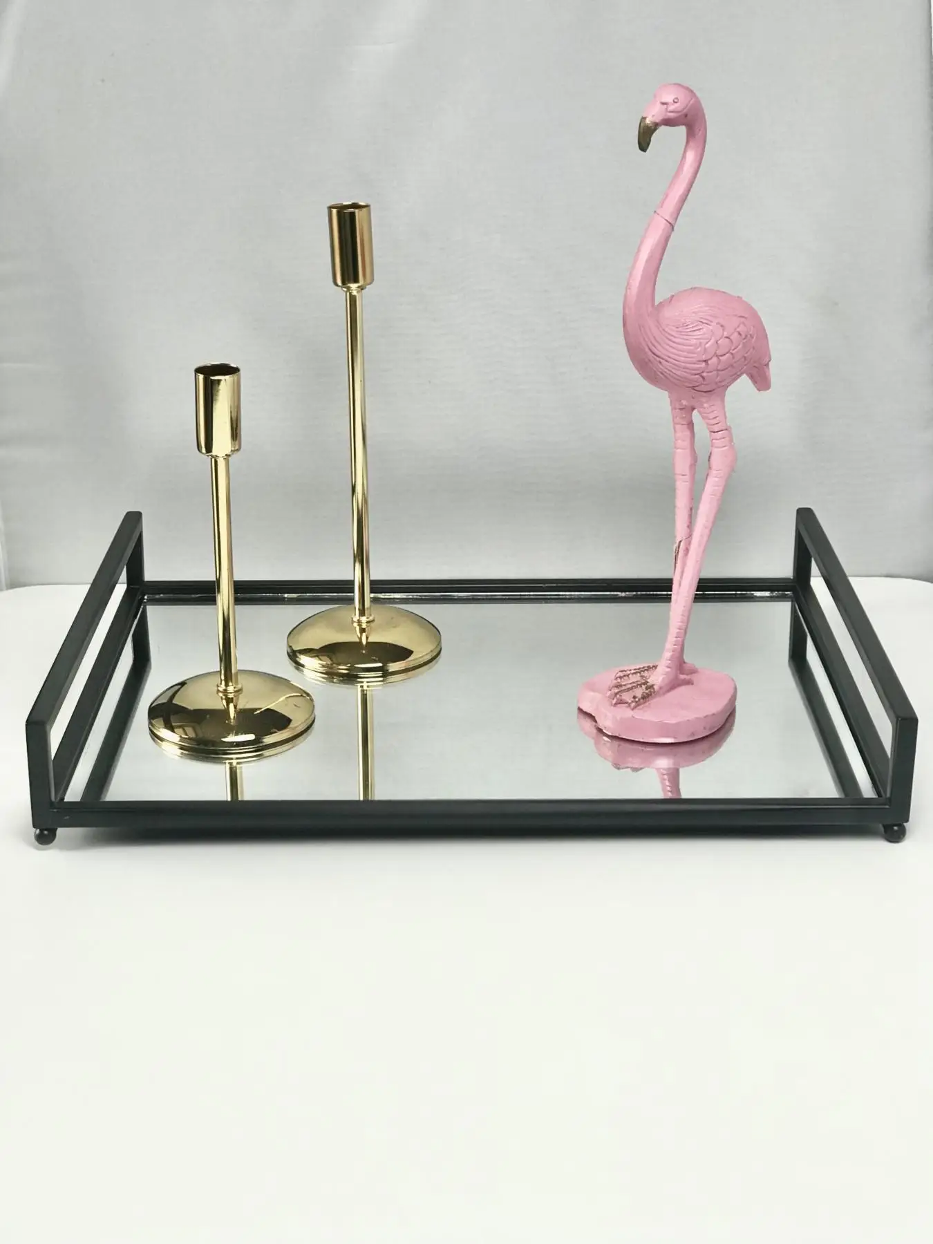 

Storage Tray Black Rectangle Luxury Glass Metal Mirror Makeup Organizer Cake Plate Jewelry Display Home Wedding Decor