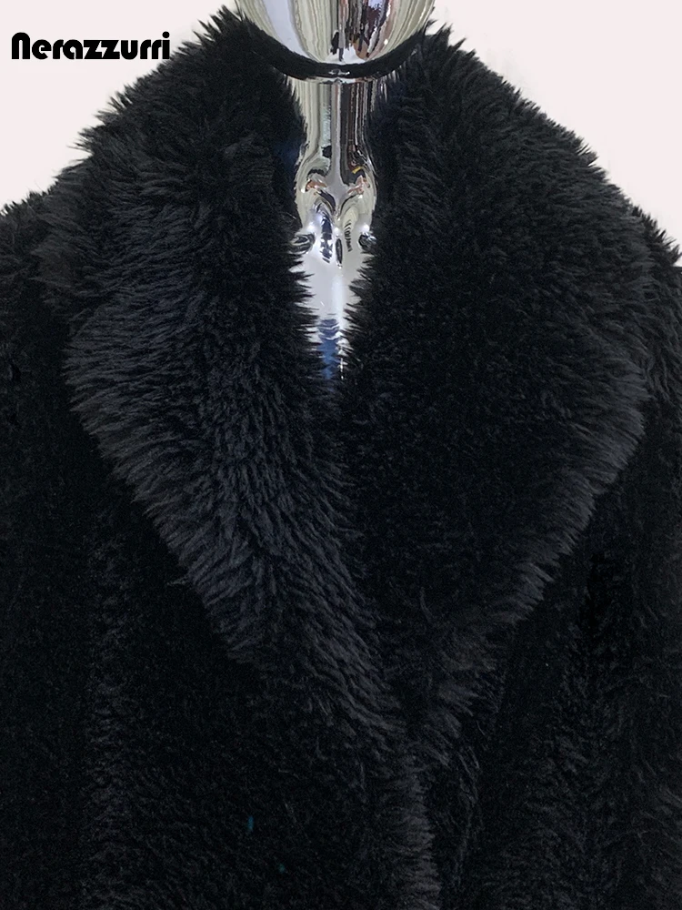 Nerazzurri осень зима оверсайз длинный толстый теплый мягкий волосатый пушистый шуба